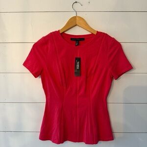 WHBM Short Sleeve Seamed Peplum Tee